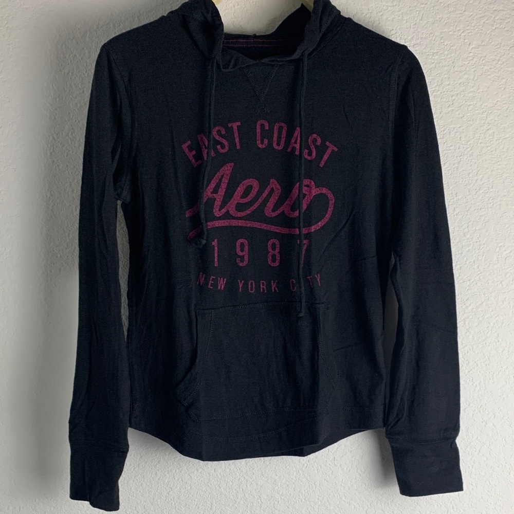 Aeropostale Black Hoodie with Purple Graphic